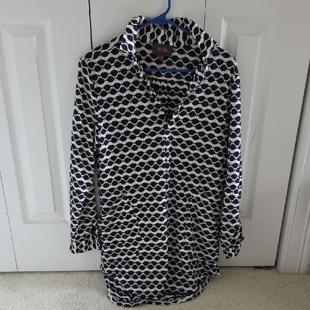Forcynthia Dark Navy and White Beach Cover Up